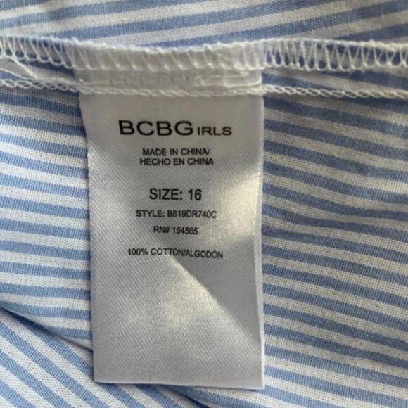NWT - BCBGirls Pinstripe Blue White Cold Shoulder Dress Sz 16 #92F - Picture 9 of 10